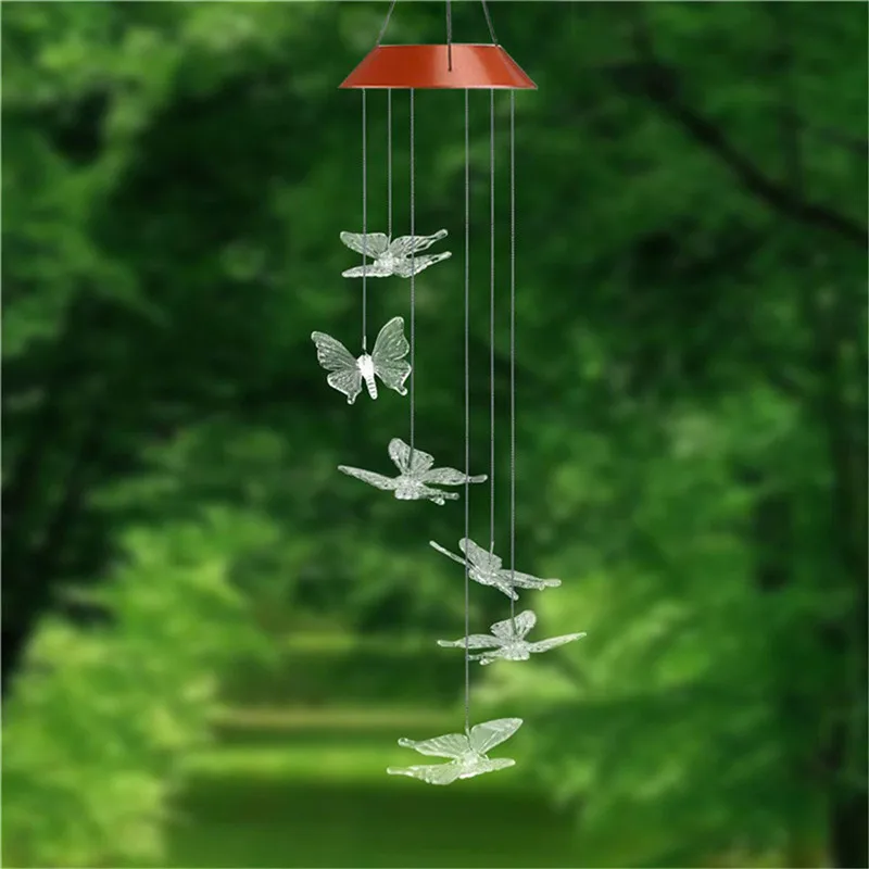 

NDTUSMZ solar lamp LED Color Changing Solar light Hummingbird Wind Chimes Light Outdoor Waterproof Hanging Lights Garden Light