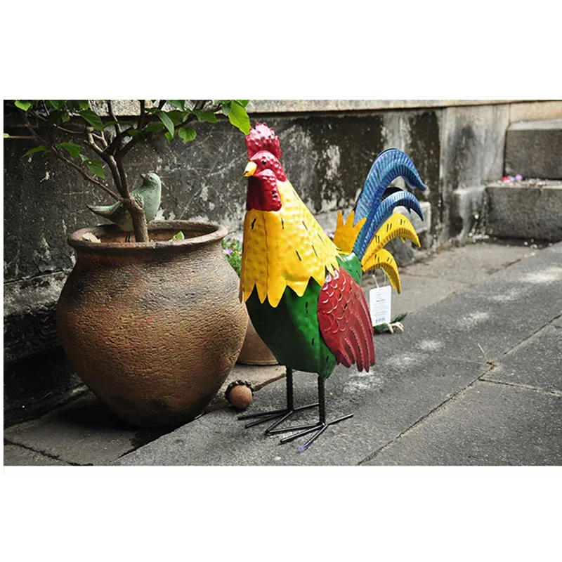 

American Country Retro Color Painting Iron Cock Decoration Home Living Room Garden Cafe Decoration Ornament M1866