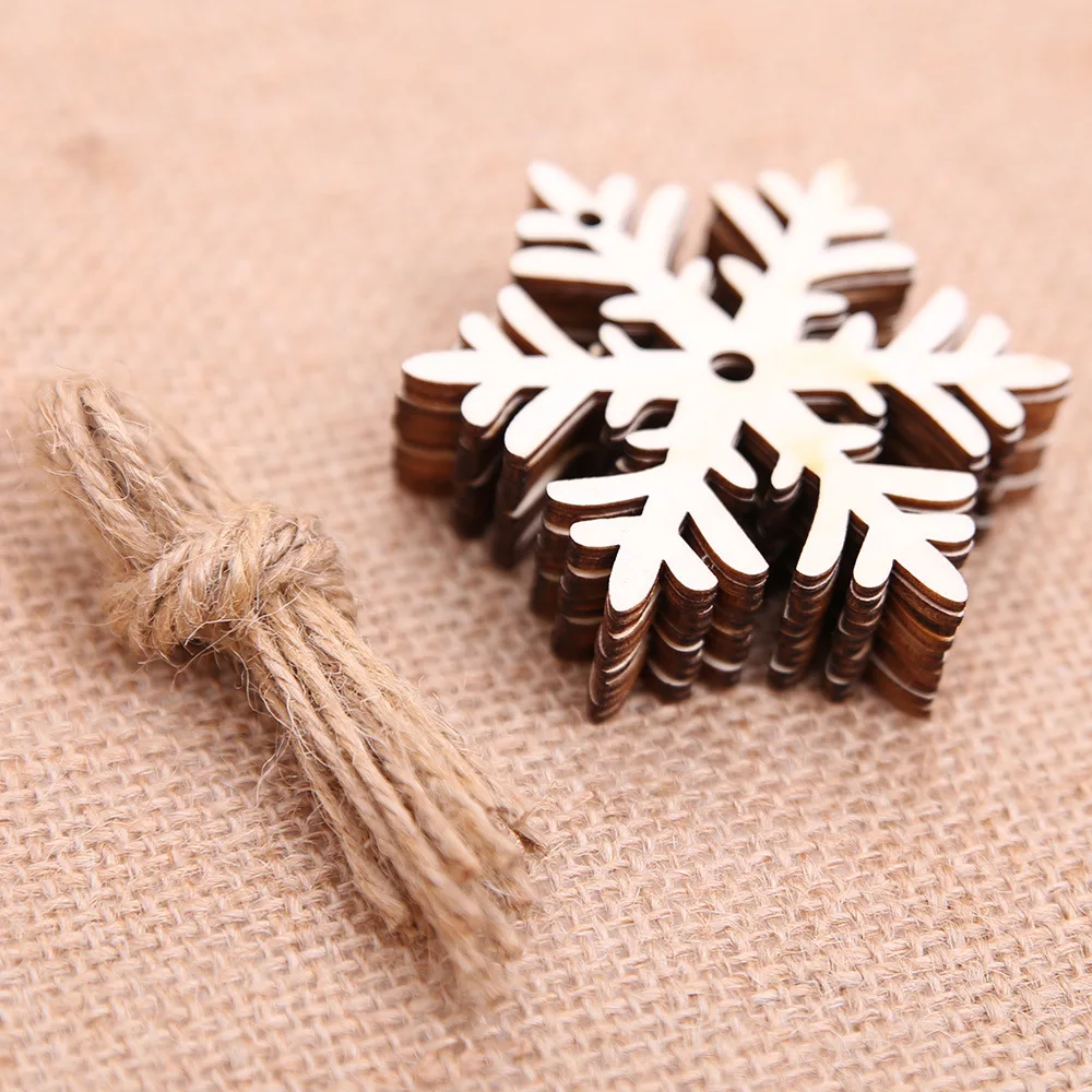 10Pcs/lot Christmas Tree Hanging Ornaments Wooden Snowflake Santa Claus Bells Party Decorations | Дом и сад