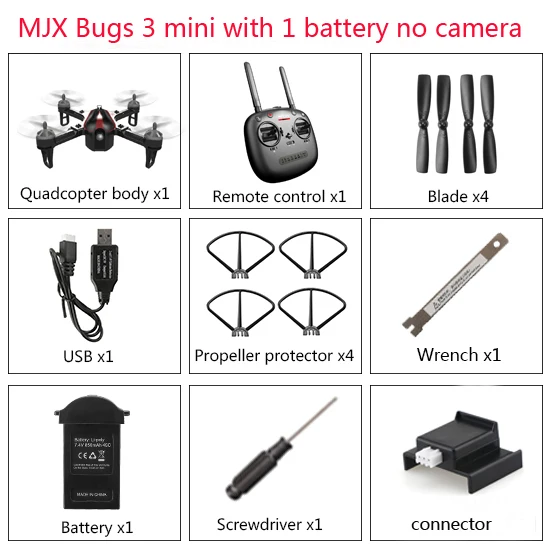 MJX B3 Bugs 3 Мини RC Дрон Квадрокоптер бесщеточный мотор 2,4 г 4CH угол/Acro Режим высокоскоростной Дрон 3d-флип функция игрушки - Цвет: 1 battery no camera