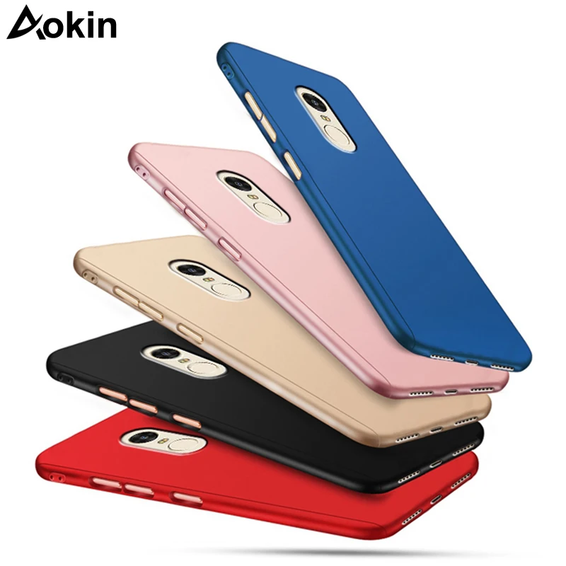Aokin Coque For Xiaomi Redmi 4 4A Luxury Hard 360 Full Cover Protection Phone Case Note + Tempered Glass |