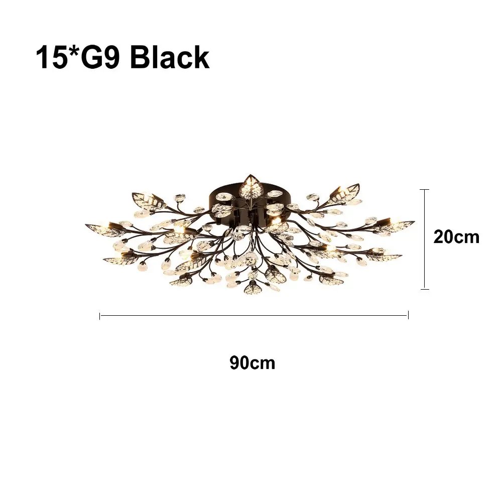 15 light black Современный светодиодный потолочный светильник K9 с заподлицо для дома, золотой и черный цвета, люстра для гостиной, спальни, кухни - Цвет корпуса: 15 light black