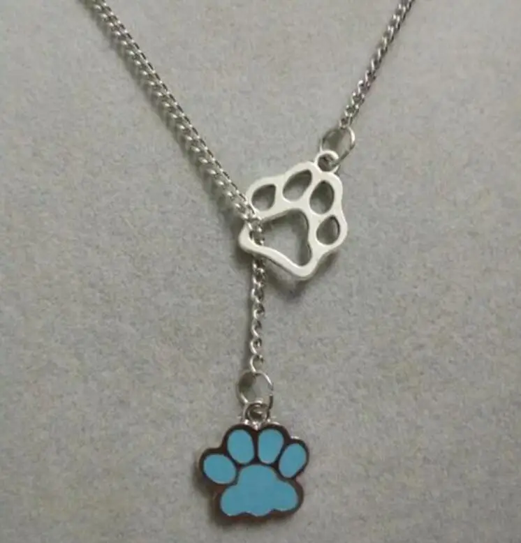 Разноцветное эмалированное ожерелье с принтом собачьей лапы подвески амулет