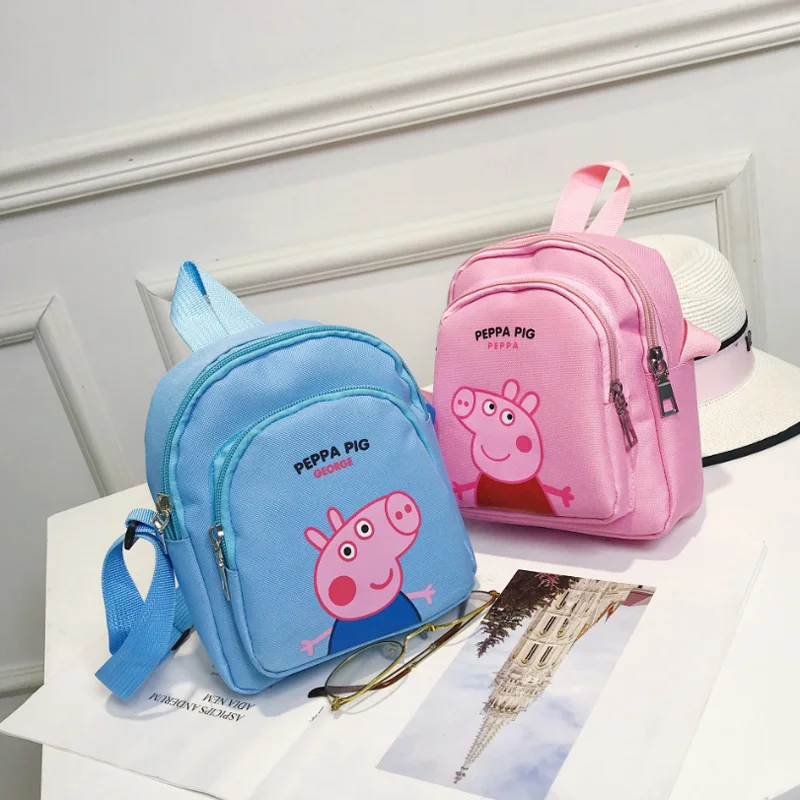 Peppa Pig Toy Cartoon Character Action Figure Backpack High Quality Material Nylon Cloth Cartoon Bag School Bag Children's Gift