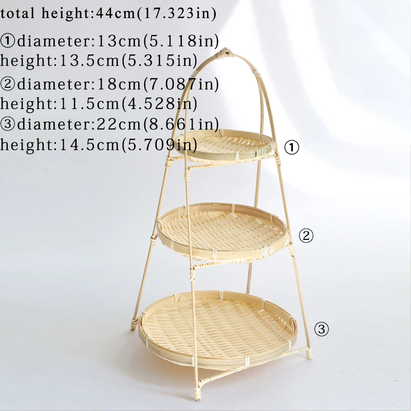 TW050round44cm Бамбуковые плетеные корзины для хранения продуктов ручной работы, домашнее украшение стола, корзина для посуды для кухни, съемный хлебный органайзер для фруктов чехол - Цвет: TW050round44cm