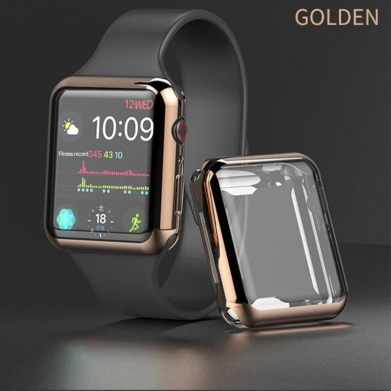 gold MDNEN чехол для Apple Watch, чехол для Iwatch 4, 3, 2, 1, ремешок 42 мм, 38 мм, 40 мм, 42 мм, ТПУ, защитный чехол для экрана - Цвет: gold