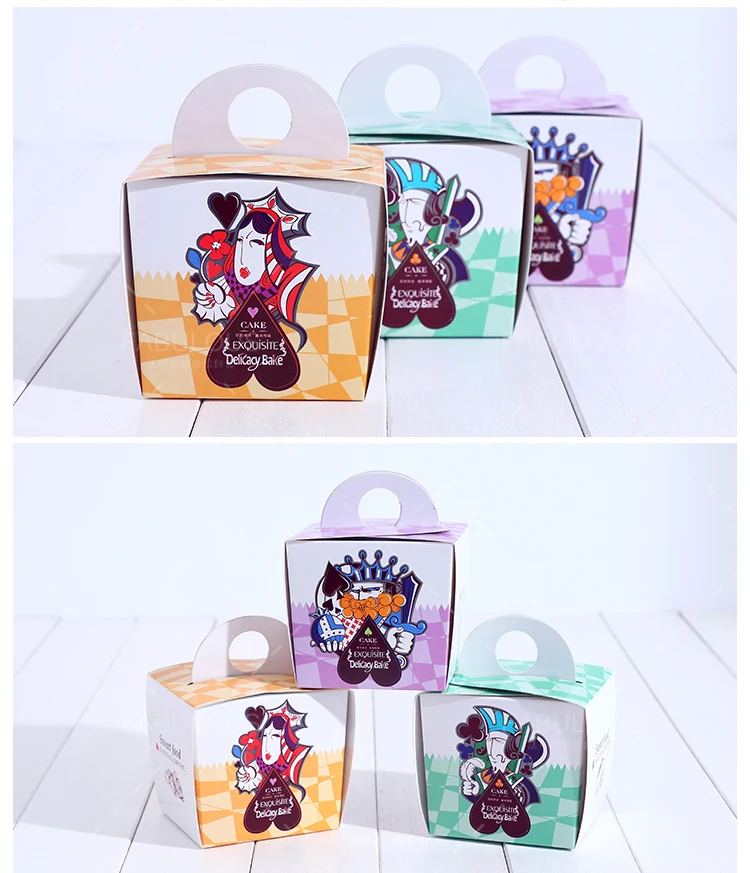 

9*9*8cm Cute Handle Cake Paper Box Favor Candy Cookie Paper Box Gift Packaging Box 100pcs/lot Free shipping