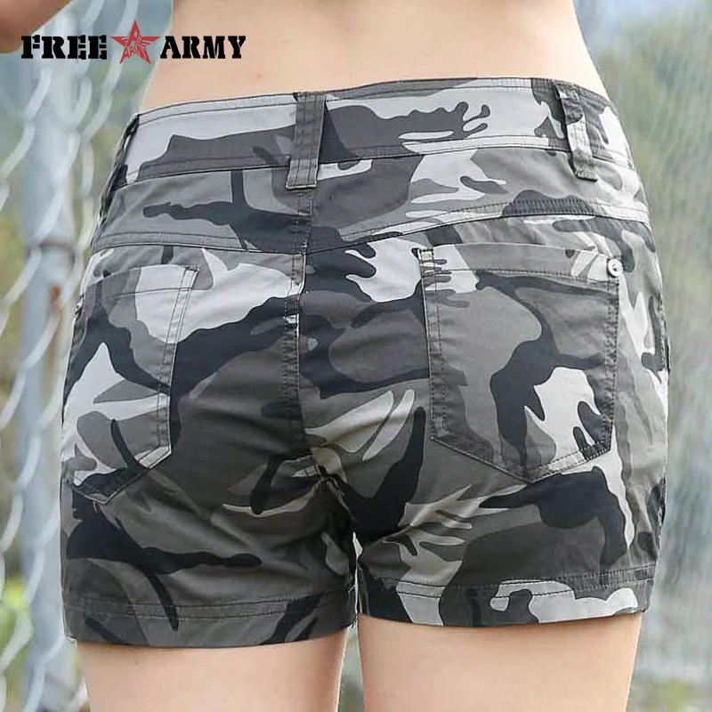

Shorts Jeans New Arrival Cotton Shorts Women 2017 Summer New Army Camouflage Multi-Pockets Cargo Trousers Short GK-9607B