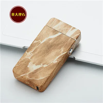 USB Электрический двойной дуговой фонарь, зажигалка, перезаряжаемая ветрозащитная плазменная зажигалка, зажигалка для сигарет с двойным громом, импульсная перекрестная зажигалка - Цвет: Yellow Marble
