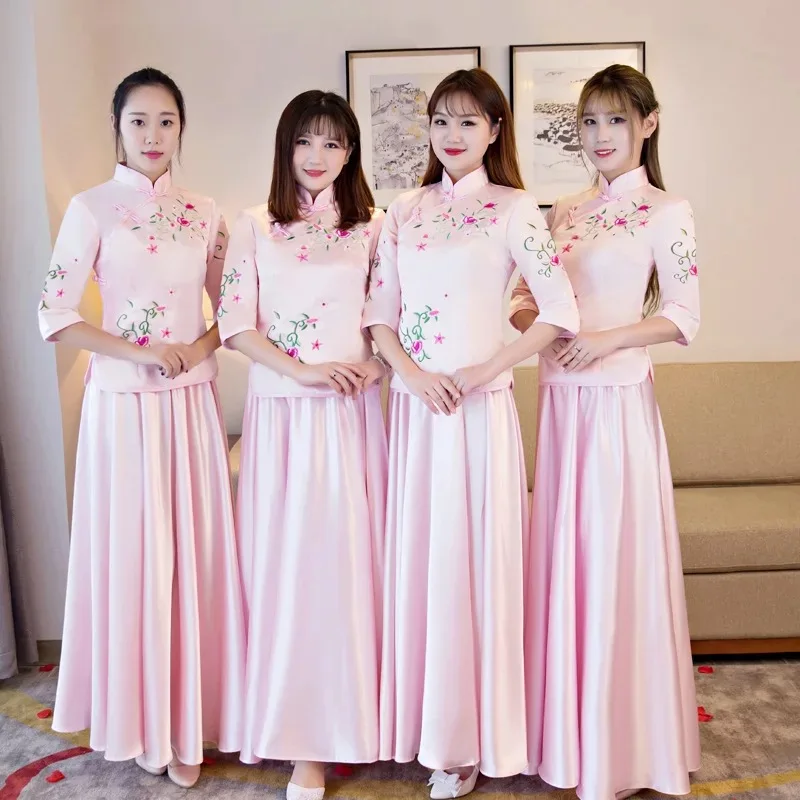 Винтажное свадебное платье подружки невесты Cheongsam современное традиционное в