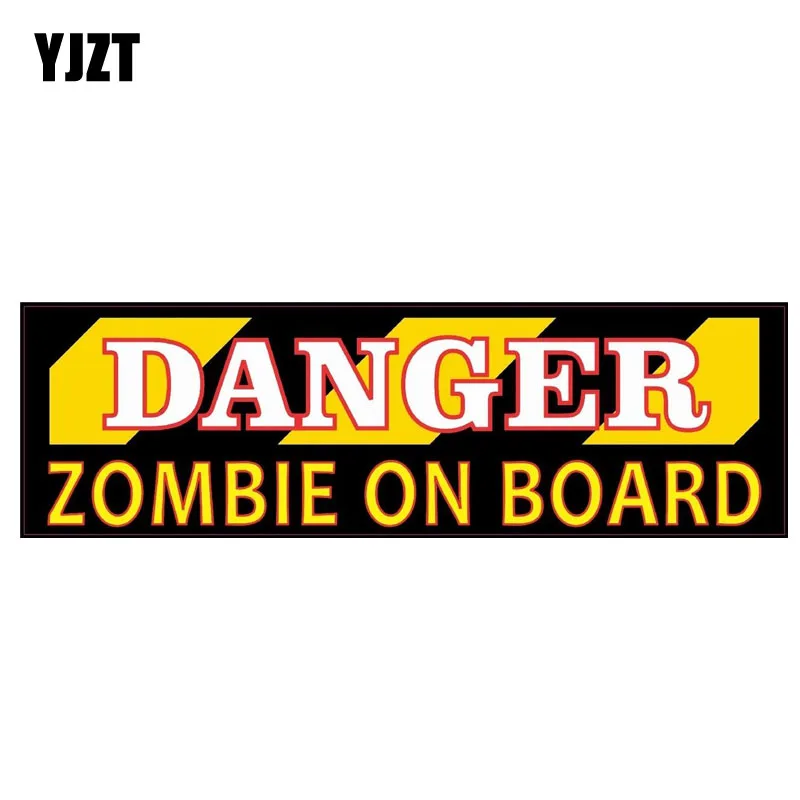 

YJZT 12CM*3.5CM Warning Danger Zombie On Board Car Sticker PVC Funny Decal 12-1162