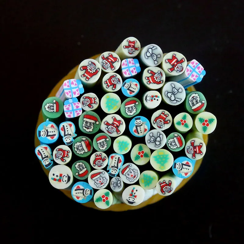 Christmas-50pcs LF 50 шт. 3D ногти искусство советы Fimo цветок перо фимо-трости Стержни Полимерная глина нарезать на ломтики для поставки слаймов стикер Diy - Цвет: Christmas-50pcs