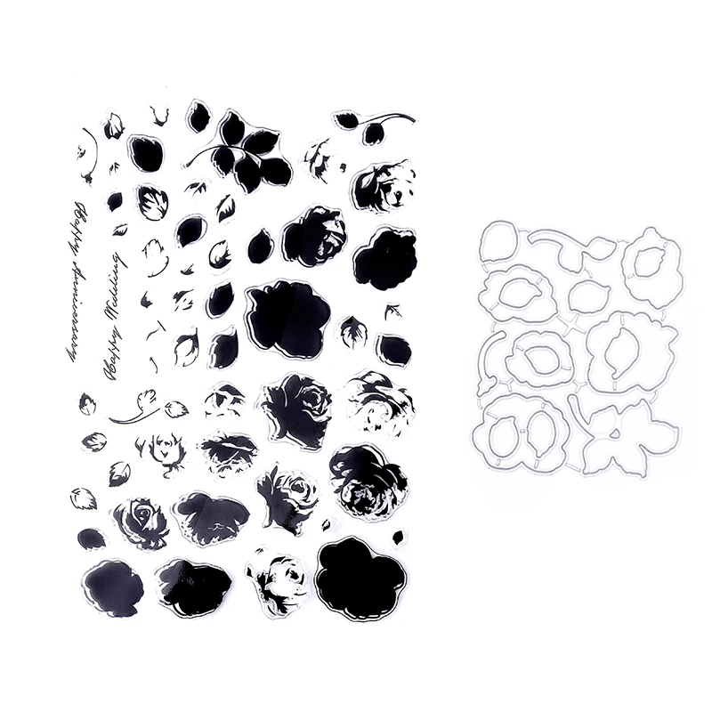 SP FLOWER Metal Cutting Dies and Clear Rubber Stamp Set with for Card Making Scrapbooking Decoration | Дом и сад
