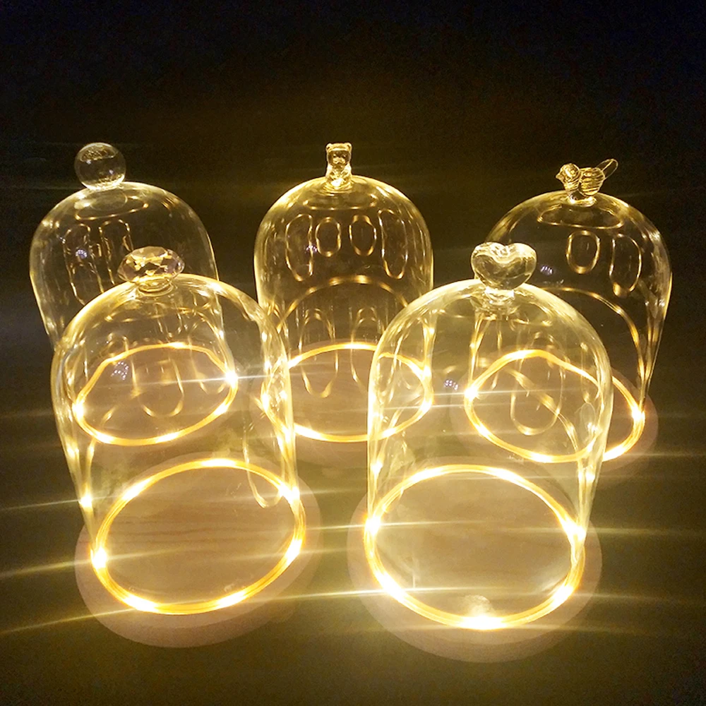 Стеклянная кукла купольная с теплым белым светодиодом для свадьбы вечеринки