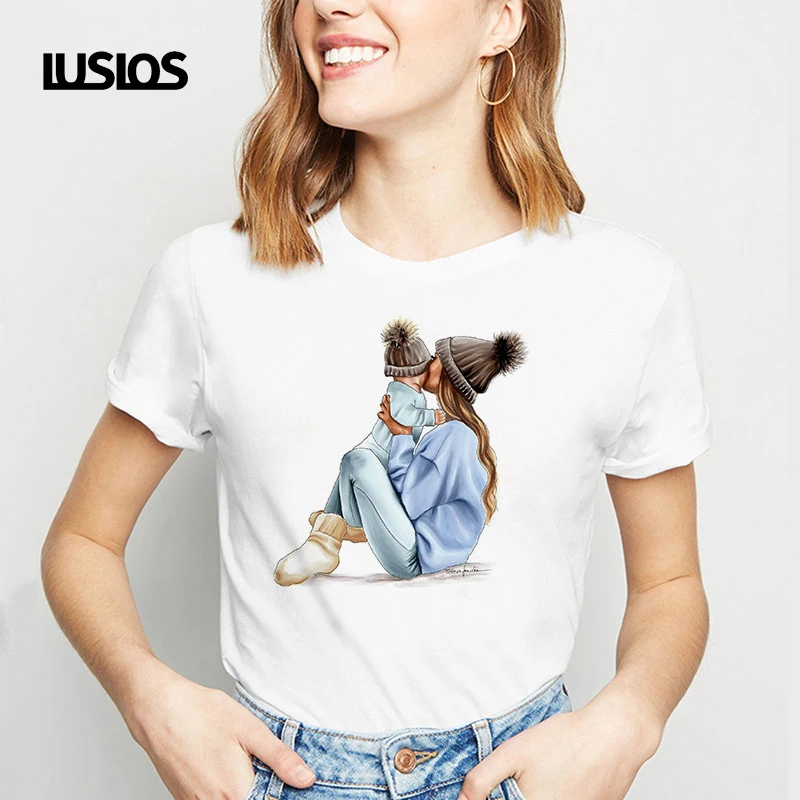 LUSLOS Летняя мода Harajuku Kawaii супер футболка &quotМама&quot материнская любовь вечная