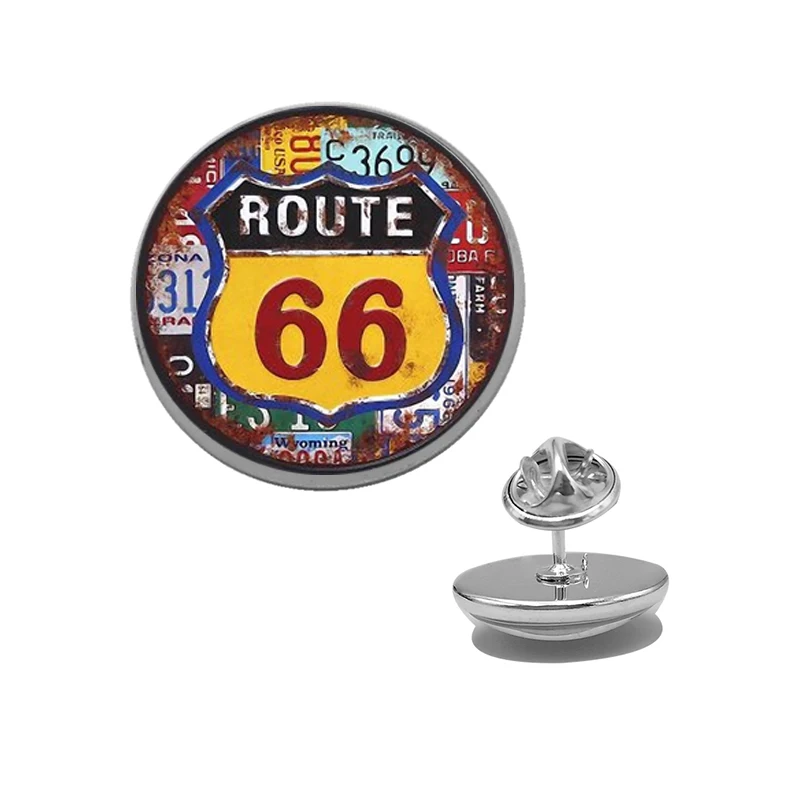 Suteyi Классическая Route 66 знаков булавки модные броши ручной работы со стеклянным