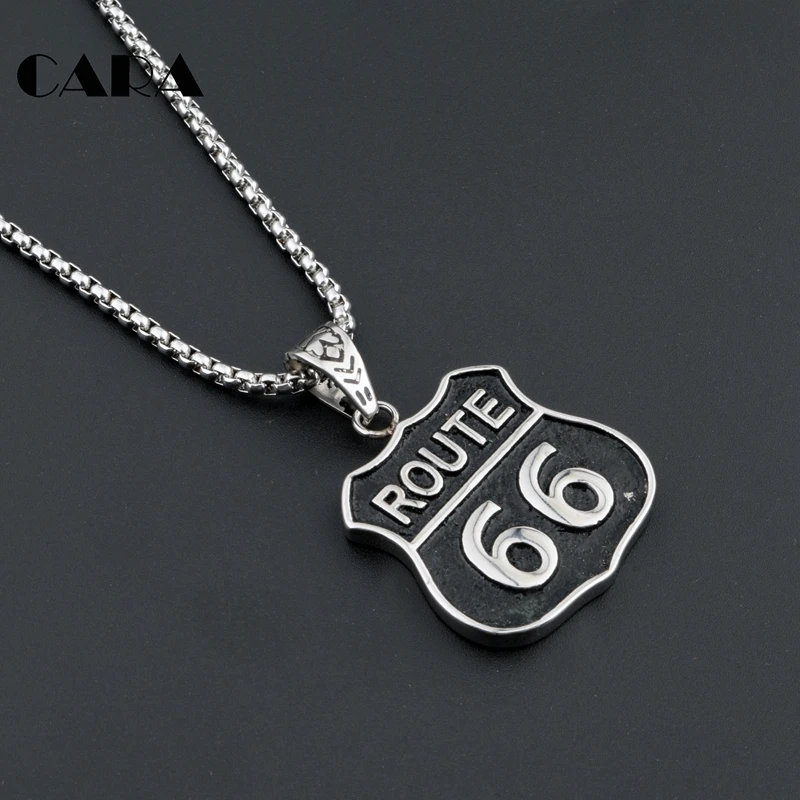 Мужская подвеска Route 66 с подвеской в стиле хип-хоп из нержавеющей стали 316L, колье в старинном стиле, ювелирные изделия CAGF0036