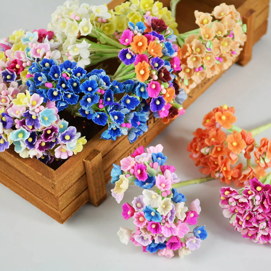 5 цветов маленькие бумажные букеты мини цветы из тутового дерева для