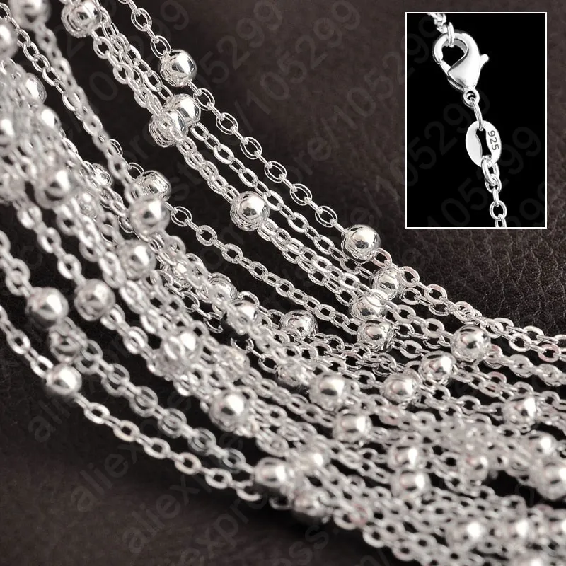 Оптовая продажа 10 штук 16-30 дюймовое серебряное ожерелье Ювелирные цепи 925 серебра Шариковая цепь Роло Хорошо сделано для подвески.