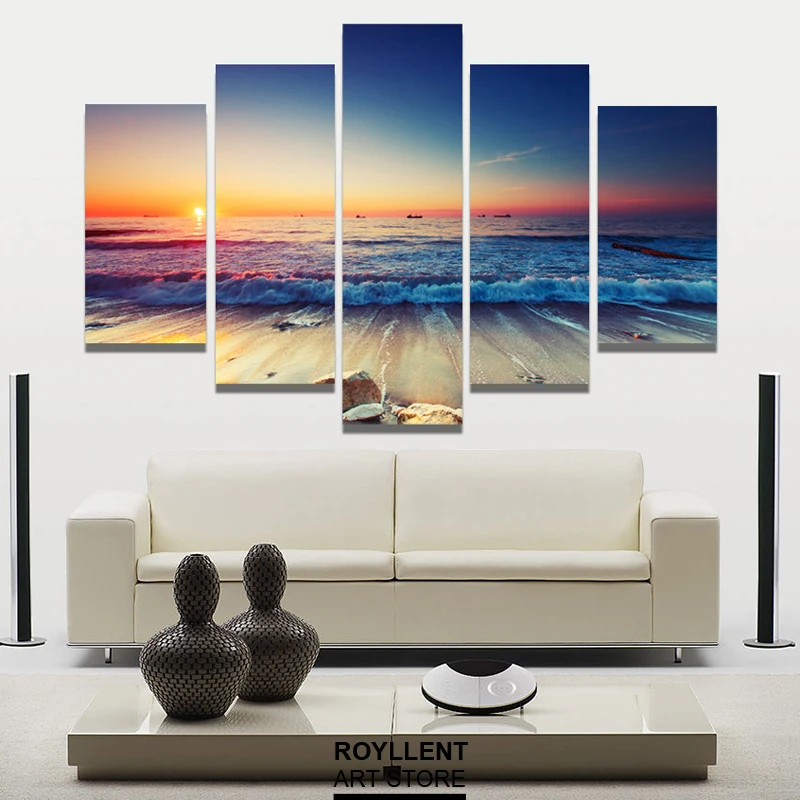 5 Шт. Современные Wall Art Холст Без Рамы Модульные Восход Панели Печати Живопись
