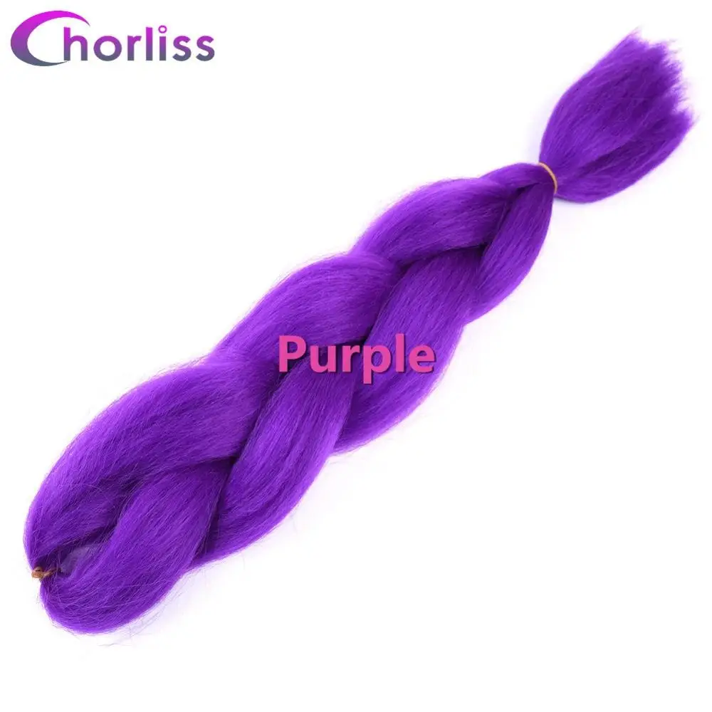 # Фиолетовый Chorliss, огромные косички, вязанные волосы для наращивания, синтетические, Омбре, плетеные волосы, пряди, вязанные крючком, косички, синий, жук, 24 дюйма(65 см), синий, серый - Цвет: # Фиолетовый