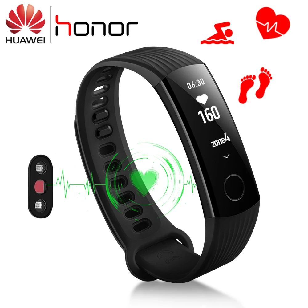 Умный Браслет Huawei Honor Band 3, монитор сердечного ритма Honor 3, умный Браслет для плавания, водонепроницаемый фитнес-трекер