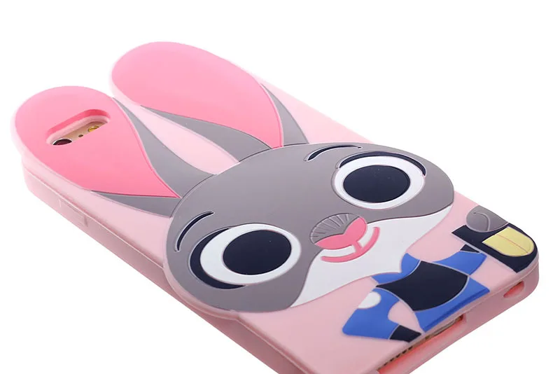 2016 чехол для iphone 5 силиконовый 6 6s plus Zootopia Judy rabbit защита сотового телефона