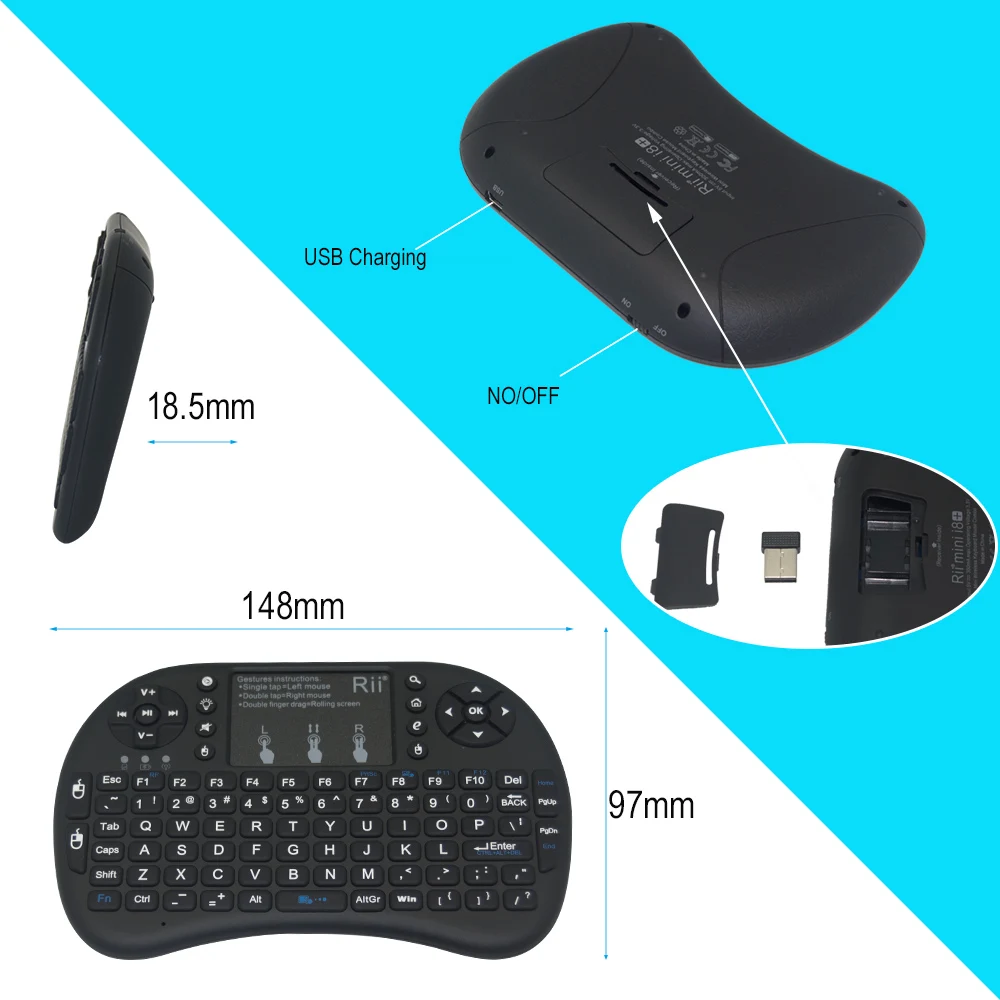 Rii i8 + мини 2 4 ГГц Беспроводной русский/испанский/Иврит Английский Подсветка