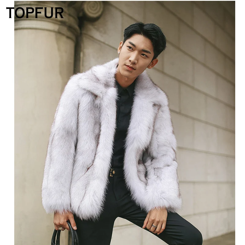 TOPFUR 2020 Новое модное натуральное пальто из меха лисы мужская зимняя куртка с