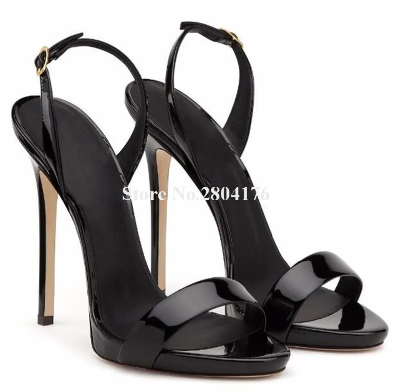 Женские модные стильные сандалии из лакированной кожи на шпильке с открытым