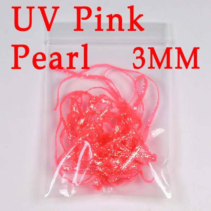 UV PINK 3 мм 2 ярдов/мешок морской мухобойка материал UV Flur ocent плоская Алмазная оплетка для Emergers Nymph креветки Скад стример щука - Цвет: UV PINK