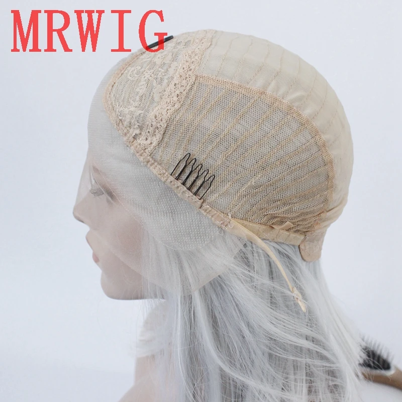 MRWIG#60 светлые волосы цвет длинные натуральные волнистые синтетические передние парики Косплей Термостойкое волокно