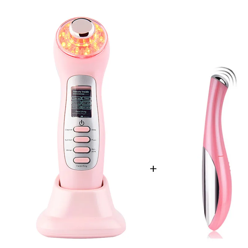 Beste 7 In 1 Ultrasone Facial Massager LED Photon Galvanische ION Diepe Poriën Schoon Gezicht Lifting Aanscherping SPA Beauty Vibratie Massage
