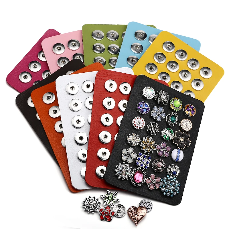 Маленькие разноцветные металлические кнопки из мягкой искусственной кожи 24 шт.