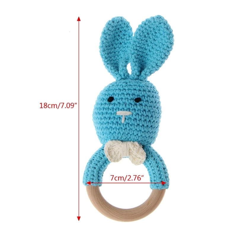 

Baby Bunny Ear Teether Wooden Teething Ring Newborn Sensory Toy Shower Gift