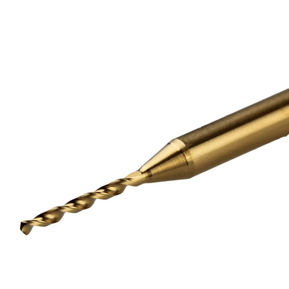 

1.1x3.175mm Gold Tungsten Steel and Titanium Coated Carbide PCB CNC Drill Bits Tool 10pcs