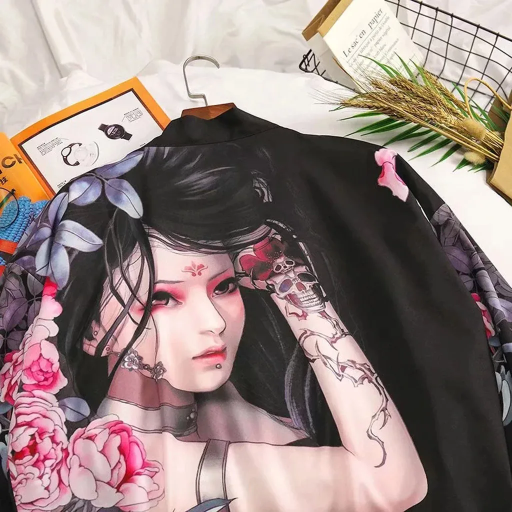Harajuku мужские топы кимоно кардиган пальто лето весна одежда мужской свитер индивидуальность печати Блузка для мужчин верхняя одежда Горячая