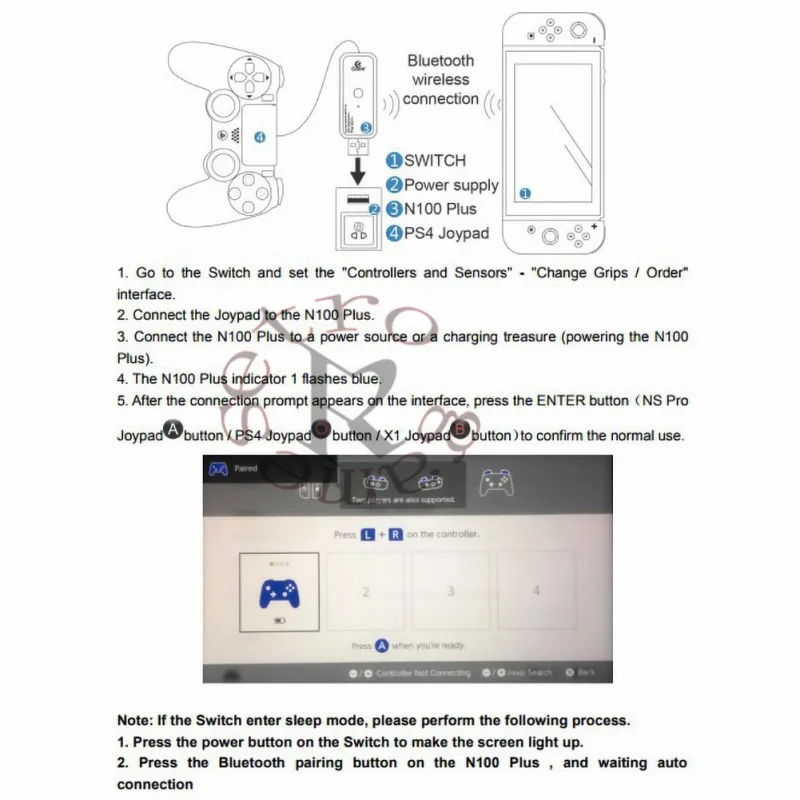 N100 плюс беспроводной Bluetooth адаптер беспроводной ручка конвертер адаптер для sony Playstation PS4 Для nintendo Switch 40AP30
