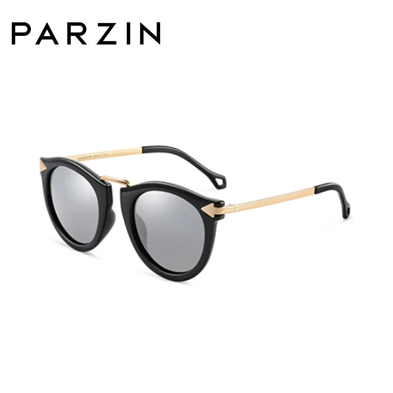 PARZIN Поляризованные Солнцезащитные Очки Женщины Vintage Cat Eye Солнцезащитные Очки Для Женщин Ретро Стрелка Дизайн Женские Оттенки UV 400 9231 - Цвет линз: Black Silver