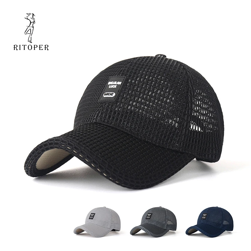 

RITOPER Summer Mesh Breathable Baseball Cap Quick Drying Sunscreen Outdoor Solid Baseball Cap Adjustable Fishing Shade Hat