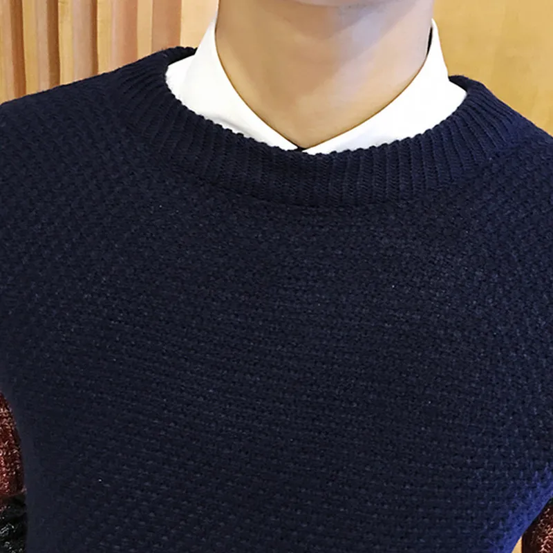 2018 New Sweater Men Autumn Hot Sale Top Design Patchwork Cotton Soft Quality Pullover O-neck Casual Brand Clothing | Мужская одежда