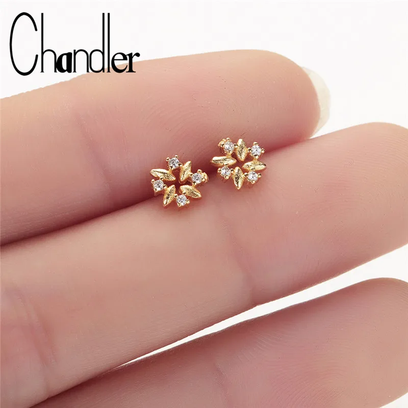 Чандлер 1 пара Кристальные маленькие минималистичные серьги для женщин Медь CZ