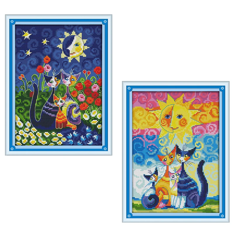 Joy Sunday наборы для вышивки крестом Кошка солнце картонная коробка diy DMC14CT11CT хлопок ткань гостиная детская комната Малыш игрушка живопись фабрика