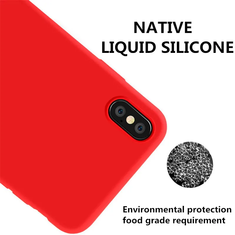 Liquid Silicone Case for iPhone 7 7plus 8 6 6s Xs Max Gel Rubber Phone Cover Protective XR X XS Coque | Мобильные телефоны и