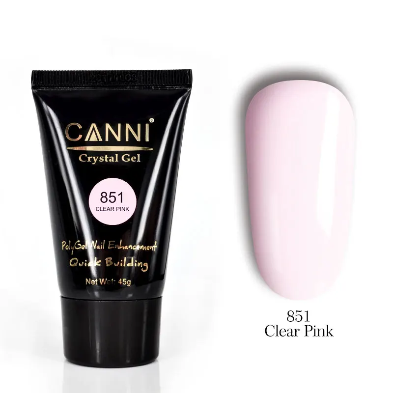 CANNI, 45 г, УФ-гель, мягкий розовый, не сжигающий, покрытие для дизайна ногтей, натуральный, прозрачный, светодиодный, УФ, впитывающий, акриловый, Кристальный, полигель