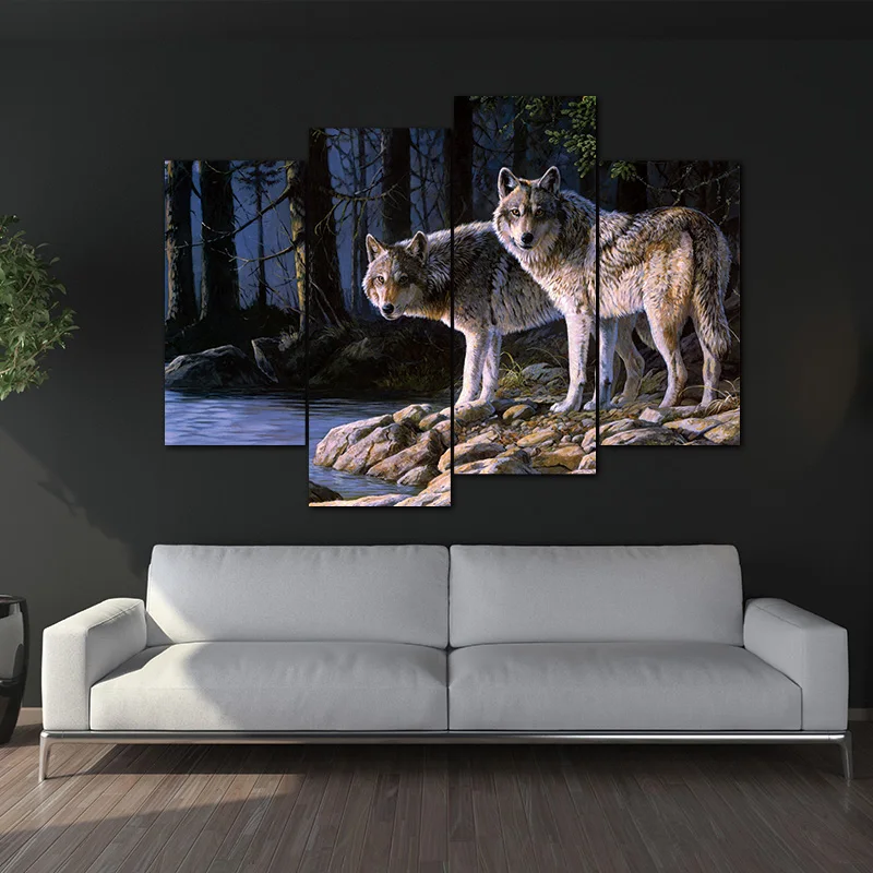 Картина на холсте художественная стена принт волка постер животных две картина с