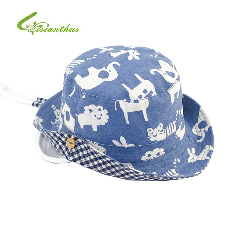 Панама детская с мультяшным принтом Соломенная от солнца зоопарком хлопковая