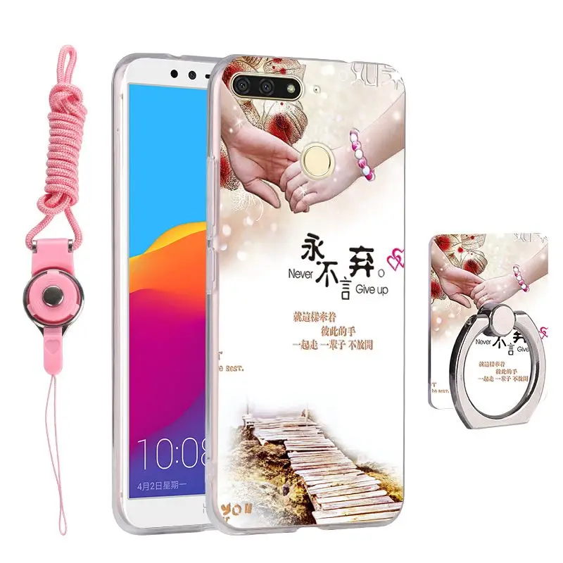 COMEBUY For Huawei Honor Y6 Prime 2018 Case Relief Painting Soft TPU Silicone With Finger Ring Holder |
