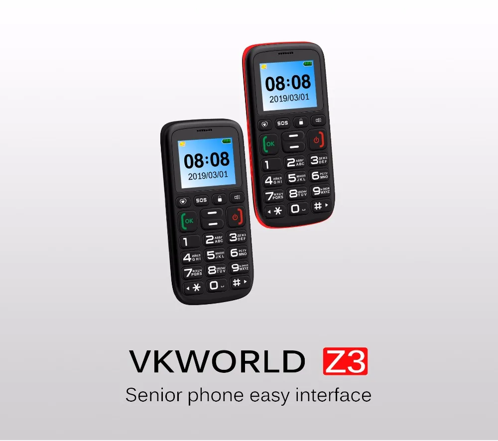 Vkworld Z3 телефон с функцией телефона для пожилых детей мини телефон клавиатура с русским шрифтом 2G GSM кнопка большой SOS ключ сотовый телефон для пожилых людей двойная SIM