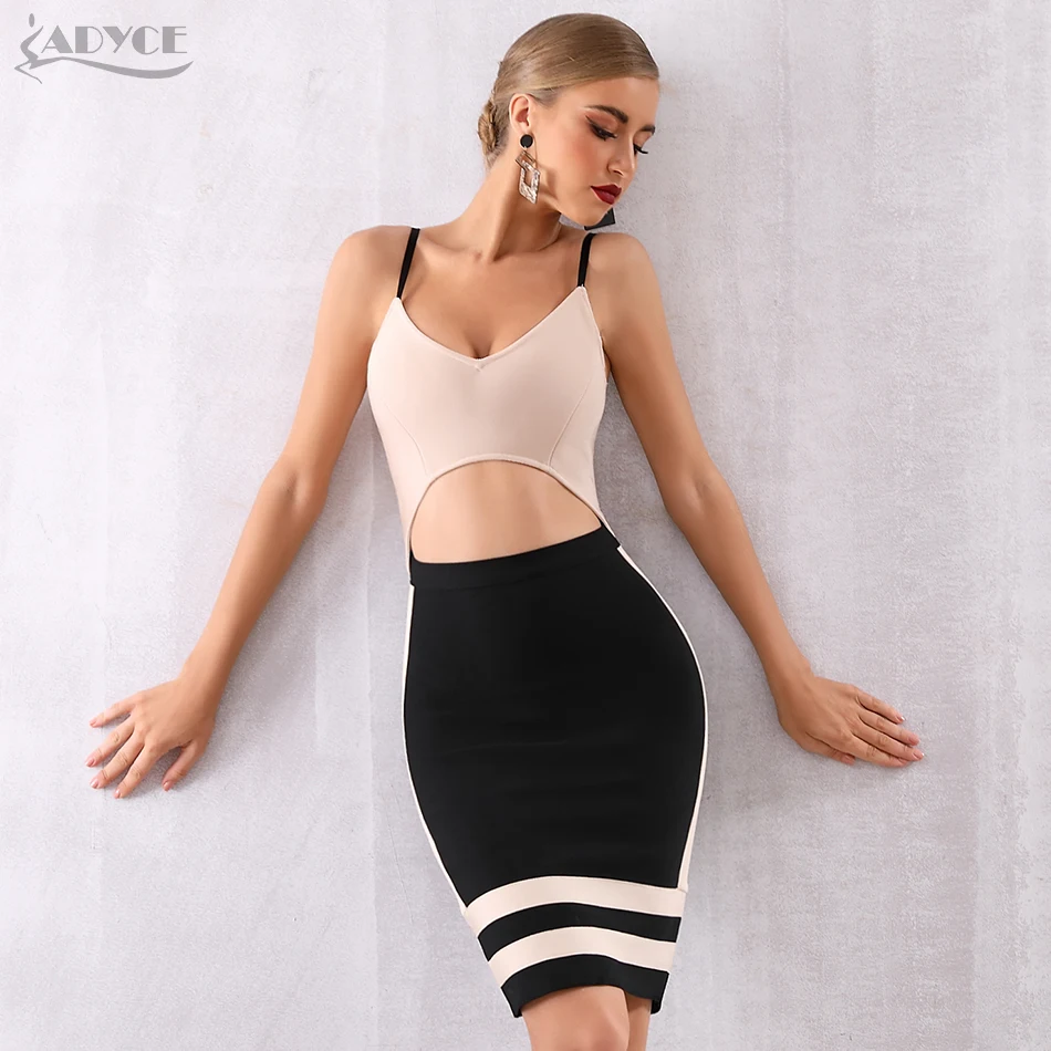 Adyce новое летнее женское облегающее Бандажное платье Vestidos элегантное обнаженное